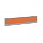 Straight glazed desktop screen 1800mm x 380mm - mandarin orange with silver aluminium frame
