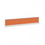 Straight glazed desktop screen 1800mm x 380mm - mandarin orange with white aluminium frame