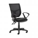 Altino 2 lever high mesh back operators chair with fixed arms - Nero Black vinyl AH11-000-00110