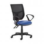 Altino 2 lever high mesh back operators chair with fixed arms - Ocean Blue vinyl AH11-000-74465