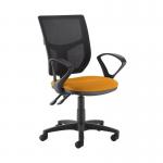 Altino 2 lever high mesh back operators chair with fixed arms - Solano Yellow