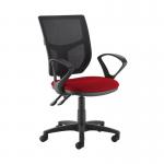 Altino 2 lever high mesh back operators chair with fixed arms - Panama Red AH11-000-YS079
