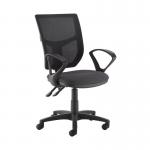 Altino 2 lever high mesh back operators chair with fixed arms - Blizzard Grey