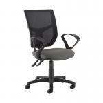 Altino 2 lever high mesh back operators chair with fixed arms - Slip Grey