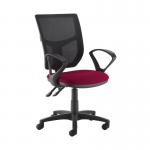 Altino 2 lever high mesh back operators chair with fixed arms - Diablo Pink