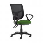 Altino 2 lever high mesh back operators chair with fixed arms - Lombok Green AH11-000-YS159