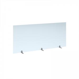 Free standing acrylic 700mm high screen with silver metal feet 1600mm