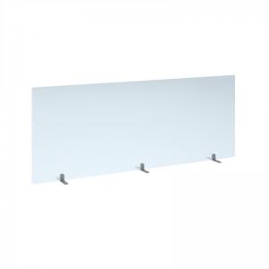 Free standing acrylic 700mm high screen with silver metal feet 1800mm