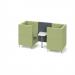 Alban Pod 2 person meeting booth with white table - elapse grey seat and back with endurance green sofa body