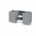 Alban Pod 2 person meeting booth with white table - elapse grey seat and back with late grey sofa body ALB02-EG-LG
