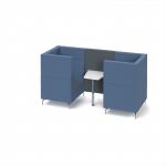 Alban Pod 2 person meeting booth with white table - elapse grey seat and back with range blue sofa body ALB02-EG-RB