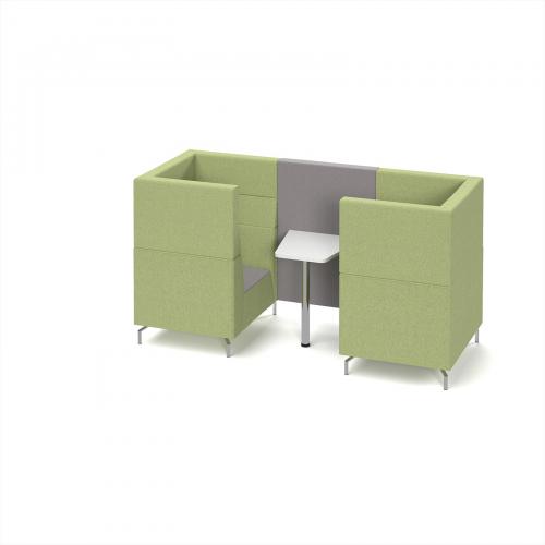 Cheap Stationery Supply of Alban Pod 2 person meeting booth with white table - forecast grey seat and back with endurance green sofa body ALB02-FG-EN Office Statationery