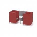 Alban Pod 2 person meeting booth with white table - forecast grey seat and back with extent red sofa body ALB02-FG-ER