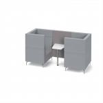 Alban Pod 2 person meeting booth with white table - forecast grey seat and back with late grey sofa body ALB02-FG-LG