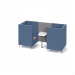 Alban Pod 2 person meeting booth with white table - forecast grey seat and back with range blue sofa body ALB02-FG-RB
