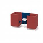 Alban Pod 2 person meeting booth with white table - maturity blue seat and back with extent red sofa body ALB02-MB-ER