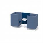 Alban Pod 2 person meeting booth with white table - maturity blue seat and back with range blue sofa body ALB02-MB-RB