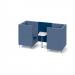 Alban Pod 2 person meeting booth with white table - maturity blue seat and back with range blue sofa body