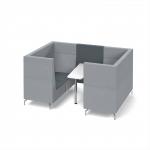 Alban Pod 4 person meeting booth with white table - elapse grey seat and back with late grey sofa body ALB04-EG-LG
