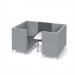 Alban Pod 4 person meeting booth with white table - elapse grey seat and back with late grey sofa body
