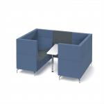 Alban Pod 4 person meeting booth with white table - elapse grey seat and back with range blue sofa body ALB04-EG-RB