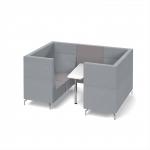 Alban Pod 4 person meeting booth with white table - forecast grey seat and back with late grey sofa body ALB04-FG-LG