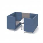 Alban Pod 4 person meeting booth with white table - forecast grey seat and back with range blue sofa body ALB04-FG-RB