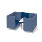Alban Pod 4 person meeting booth with white table - maturity blue seat and back with range blue sofa body ALB04-MB-RB