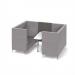 Alban Pod 4 person meeting booth with white table - present grey seat and back with forecast grey sofa body