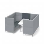 Alban Pod 6 person meeting booth with white table - elapse grey seat and back with late grey sofa body ALB06-EG-LG
