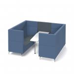 Alban Pod 6 person meeting booth with white table - elapse grey seat and back with range blue sofa body ALB06-EG-RB