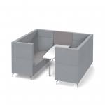 Alban Pod 6 person meeting booth with white table - forecast grey seat and back with late grey sofa body ALB06-FG-LG
