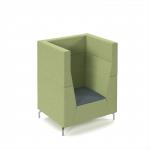 Alban high back single seater sofa with chrome legs - elapse grey seat with endurance green back ALBAN01-HIGH-EG-EN