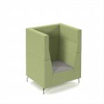 Alban high back single seater sofa with chrome legs - forecast grey seat with endurance green back ALBAN01-HIGH-FG-EN