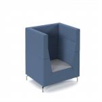 Alban high back single seater sofa with chrome legs - late grey seat with range blue back ALBAN01-HIGH-LG-RB