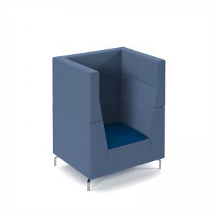 Alban high back single seater sofa with chrome legs - maturity blue