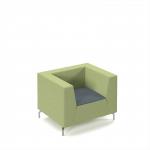 Alban low back single seater sofa with chrome legs - elapse grey seat with endurance green back ALBAN01-LOW-EG-EN