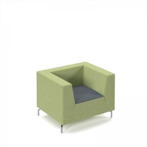 Alban low back single seater sofa with chrome legs - elapse grey seat