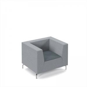 Alban low back single seater sofa with chrome legs - elapse grey seat