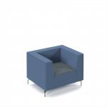 Alban low back single seater sofa with chrome legs - elapse grey seat with range blue back ALBAN01-LOW-EG-RB
