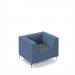 Alban low back single seater sofa with chrome legs - elapse grey seat with range blue back