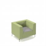Alban low back single seater sofa with chrome legs - forecast grey seat with endurance green back ALBAN01-LOW-FG-EN