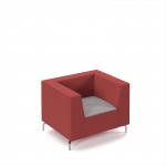 Alban low back single seater sofa with chrome legs - forecast grey seat with extent red back ALBAN01-LOW-FG-ER