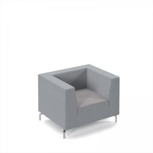 Alban low back single seater sofa with chrome legs - forecast grey