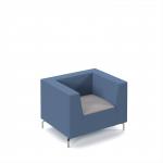 Alban low back single seater sofa with chrome legs - forecast grey seat with range blue back ALBAN01-LOW-FG-RB
