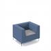 Alban low back single seater sofa with chrome legs - forecast grey seat with range blue back