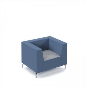 Alban low back single seater sofa with chrome legs - late grey seat