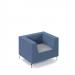 Alban low back single seater sofa with chrome legs - late grey seat with range blue back