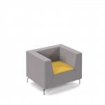 Alban low back single seater sofa with chrome legs - lifetime yellow seat with forecast grey back ALBAN01-LOW-LY-FG