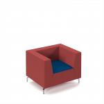 Alban low back single seater sofa with chrome legs - maturity blue seat with extent red back ALBAN01-LOW-MB-ER